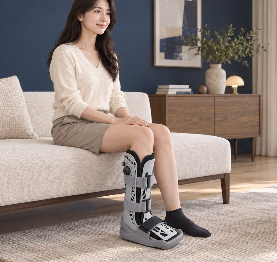 Relaxing at home in the AIROKEEPS walking boot